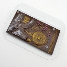 Форма для отливки шоколада "С новым годом елка и часы"